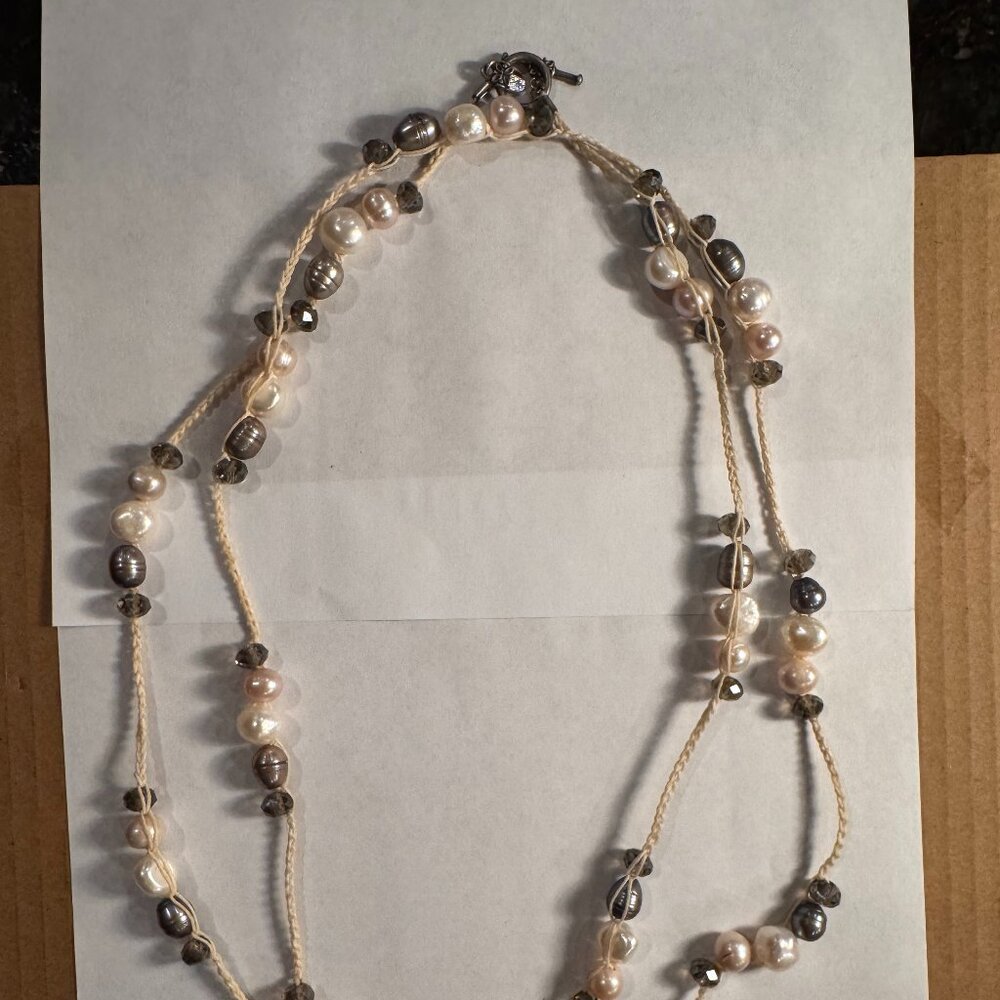 Multi-colored bead and pearl artisan necklace